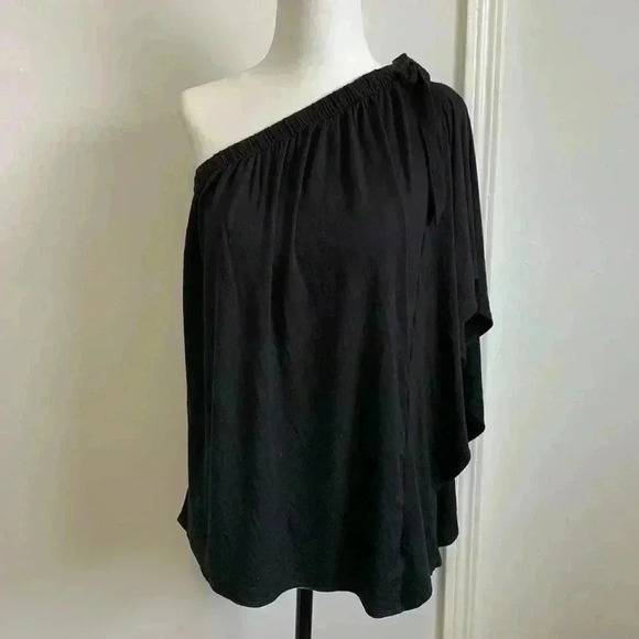 ❤️ BNWOT- Wilmer T-shirt ruffle one shoulder tube  top in black size M - Picture 2 of 6